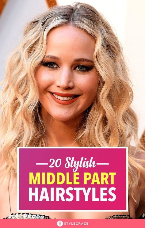 20 Easy And Stylish Middle Part Hairstyles: Many of the hairstyles we see sported by celebs have a middle parting. It can be a long one or a small one just to accentuate your hair. Either way, a middle parting is a great way to frame your face. If you want to know how to style your hair right with the help of a center parting, read on! #Hair #Hairstyles #HairstylesForWomen What Is Gen Z, Middle Hairstyles, Middle Part Haircut, Wavy Middle Part, Center Part Hairstyles, Matrix Hairstyle, A Line Hair, Middle Hair, Timeless Hairstyles