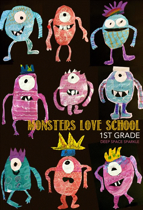 Inspired by the book, Monsters Love School by Mike Austin, children pick body parts to create their own unique monster to draw and paint. Fun art activity for boys and girls. Fruit Of The Spirit Goodness, Goodness Craft, Grade 1 Art, First Grade Art, Deep Space Sparkle, 1st Grade Art, Love School, Classroom Art Projects, Young Art