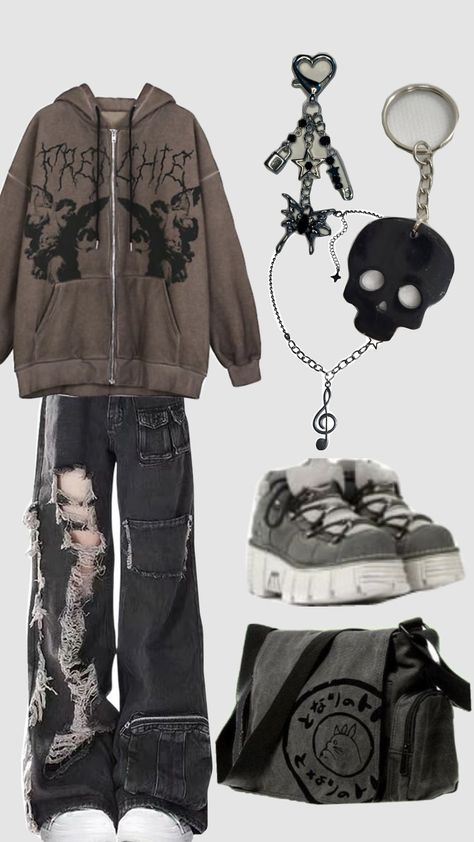 #grunge #outfits Unique Grunge Outfits, Lazy Grunge Outfits Winter, Grunge Outfits Modest, Places To Buy Grunge Clothes, Grunge Female Outfit, Outfit Ideas Grunge Y2k, Outfits For School Grunge, 90s Alt Fashion, Cute Outfits Grunge