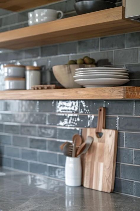 Stylish Gray Backsplash Ideas for Chic Kitchens Grey Kitchen Tiles Backsplash, Gray Kitchen Backsplash Ideas Tile, Plain Backsplash Kitchen, Kitchen Backsplash Dark Grout, White Kitchen With Dark Backsplash, Dark Grey Backsplash Kitchen, Dark Backsplash Kitchen, Small Kitchen Backsplash Ideas, Grey Kitchen Backsplash