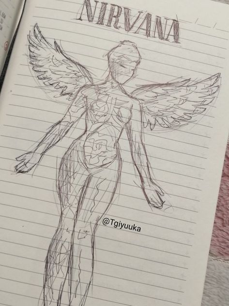 Nirvana In Utero Drawing, In Utero Drawing, Nirvana Drawing, Nirvana Album, Nirvana Logo, Nirvana In Utero, In Utero, Logo Sketches, Arte Grunge