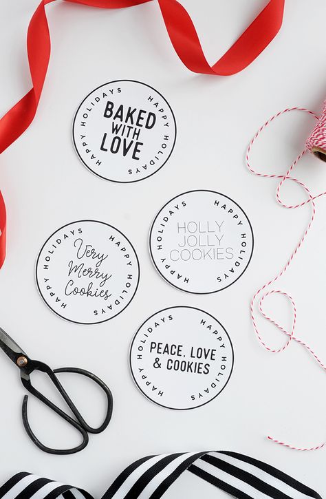 Holiday Cookie Exchange Recipes, Vegan Holiday Cookies, Holiday Cookie Gift, Diy Christmas Cookies, Christmas Cookies Packaging, Baked With Love, Handmade Holiday Gifts, Labels Printables Free, Holiday Cookie Recipes