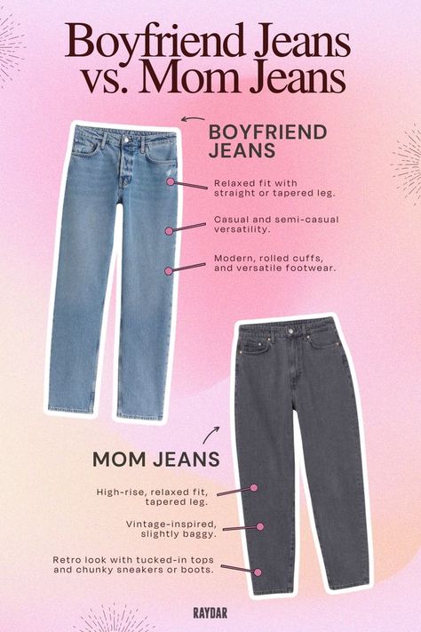 Which style suits you best: boyfriend or mom jeans? Learn the key differences between these two favorites and find your perfect fit. What Are Boyfriend Jeans, Boyfriend Jeans Outfit, Boyfriend Fit Jeans, Semi Casual, Perfect Denim, Boyfriend Denim, Best Boyfriend, Style Winter, Denim Style