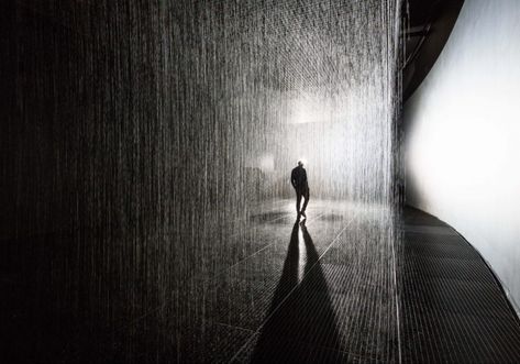 Discover Rain Room, a work of art by Random International Rain Room, Outdoor Shelves, Carpenters Workshop, Set Design Theatre, Art Society, Royal College Of Art, Graphic Design Photography, Light Installation, Graphic Artwork