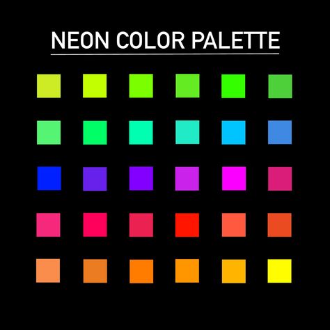 Black Light Color Palette, Black And Neon Color Palette, Eyestrain Art Color Palette, Cyberpunk Color Palette, Hall Themes, Neon Color Palette, Creative Moodboard, Eyestrain Art, Neon Colour Palette