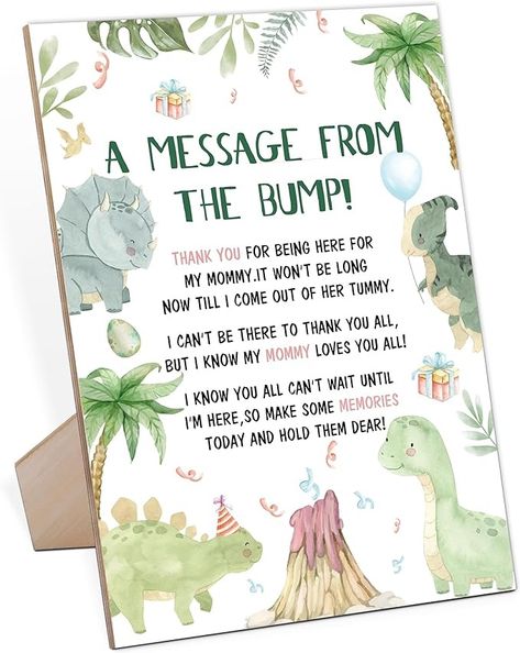 Amazon.com: Baby Shower Game for A Message From The Bump,Wooden Baby Shower Game Sign With Stand,Dinosaur Baby Shower Table Decoration,Baby Shower Welcome Sign,Party Favors Supplies,Gender Reveal Ideas,-7 : Home & Kitchen Gender Reveal Ideas Dinosaur, Dinosaur Themed Gender Reveal, Baby Showers For Boys Theme, Baby Dino Baby Shower Ideas, Boy Baby Shower Ideas Dinosaur, Dinosaur Gender Reveal Ideas, Dinosaur Baby Shower Favors, Baby Shower Ideas Dinosaur Theme, Baby Boy Dinosaur Shower Ideas