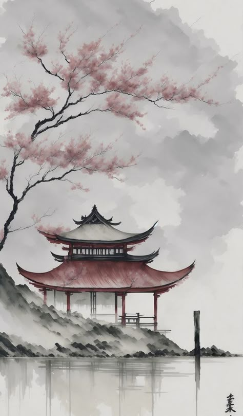 Japanese Wallpaper, Japanese Art Prints, Cool Wallpapers Art, Sumi E, Pretty Wallpapers Backgrounds, Anime Scenery Wallpaper, Cool Wallpapers, Wallpapers Backgrounds, Anime Scenery