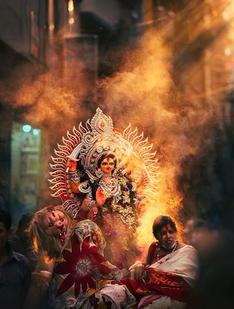 Beauty amidst chaos - From the streets of Dhaka on Behance Maa Pic, Durga Puja Wallpaper, Maa Paintings, Durga Puja Kolkata, Durga Photo, Maa Image, Maa Durga Photo, Bengali Culture, Durga Picture