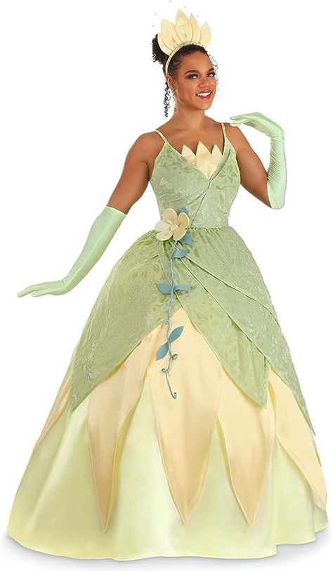 Amazon.com: Disney's Princess and the Frog Deluxe Tiana Costume Adult - L : Clothing, Shoes & Jewelry Princess Tiana Outfit, Princess Tiana Costume, Tiana Costume, Tiana Dress, Tiana Disney, Disney Princess Cosplay, Frog Costume, Princesa Tiana, Disney Princess Tiana