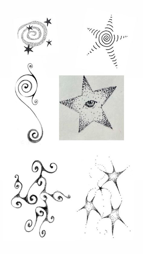 Henna Designs Swirls, Self Worth Symbol, Male Star Tattoo, Tattoo Ideas To Fill In Space, Spiral Tattoo On Shoulder, Small Handpoke Tattoos, Fine Ink Tattoo, Swirly Star Tattoo, Swirl Star Tattoo