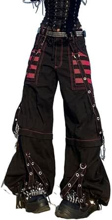 Women Y2k Pants Goth Punk Emo Pants Baggy Bell Bottom Jeans Y2k Wide Leg Jeans Harajuku Grunge Pants Hip Hop Clothes Baggy Punk Bottoms For Cosplay, Goth Baggy Pants, Baggy Wide Leg Punk Pants, Emo Baggy Jeans, Punk Cargo Pants, Alt Pants, Emo Jeans, Baggy Punk Denim Jeans, Baggy Punk-style Pants