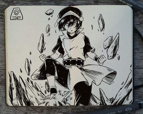 #224 Avatar Book Two: Earth by 365-DaysOfDoodles on deviantART Toph Avatar, Avatar Book, Gabriel Picolo, Avatar Series, Famous Comics, Avatar The Last Airbender Art, White Drawing, Avatar Airbender, Avatar Aang