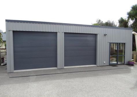 Barker Shed | Steel Sheds NZ | Coresteel Buildings Shed Cladding, Garage Storage Plans, Modern Driveway, Metal Shop Building, Brewery Design, Steel Sheds, American Barn, Warehouse Design, Backyard Buildings