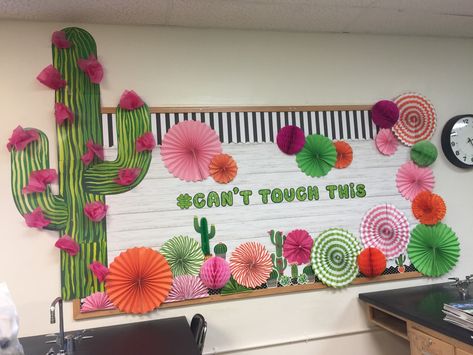 Cactus Themed Bulletin Boards, Desert Theme Classroom Door, Desert Prom Theme, Desert Theme Bulletin Boards, Fiesta Classroom Decor, Classroom Decor Cactus, Mexican Themed Classroom, Classroom Cactus Theme, Cactus Classroom Door Ideas