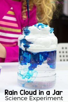 Rain Cloud In A Jar, Cloud Experiments, Spring Science Activities, Cloud In A Jar, Science Experiments Kids Elementary, Spring Science, Preschool Weather, Weather Science, Science Week