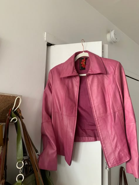 Pink Jackets Aesthetic, Light Pink Leather Jacket, Pink Leather Jacket Aesthetic, Pink Leather Jacket Outfit Aesthetic, Pink Jacket Aesthetic, Pink Jacket Outfit Aesthetic, Pink Glam Aesthetic, Pink Leather Outfit, Hot Pink Leather Jacket