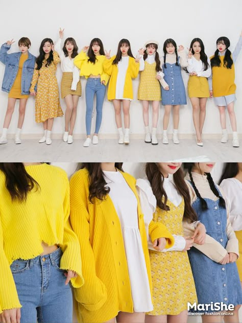 Korean Similar Fashion | Official Korean Fashion Korean Outfits Casual, Sunshine Outfit, Korean Fashion Ideas, Korean Fashion Outfits, Yellow Outfit, Traje Casual, Korean Fashion Trends, Ulzzang Fashion, Daily Style