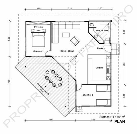 100m2 House Plan 1 Floor, 100m2 House Plan, L Shaped House Plans, One Level House Plans, L Shaped House, Small Floor Plans, Flat House, Pool House Plans, Little House Plans