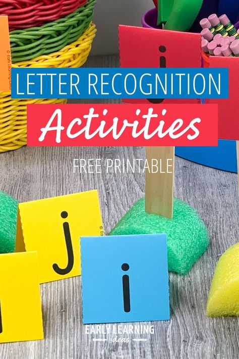 Teach hands-on letter recognition activities with these free printable letter signs. Learn how to help kids recognize letters with these fun, play-based activities. This is the perfect engaging activity for kids in your preschool, pre-k, or kindergarten classroom. Add the signs to your block area, use them with toy cars. Help your kids learn uppercase and lowercase letters, identify the letters in their names, and even use the fun signs to spell simple words. Letter Activities For Preschool Small Groups, Preschool Activities At Home, Educational Activities For Preschoolers, Letter Recognition Activities, Early Literacy Activities, Block Area, Block Play, Free Printable Letters, Name Activities