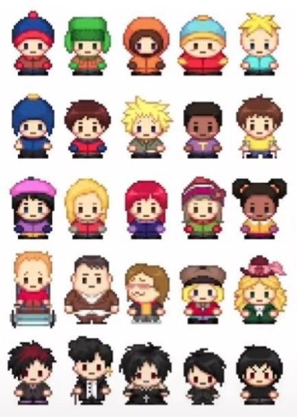 South Park Sprites, South Park Stickers, Southpark Art, Shout Park, Kenny South Park, Goth Kids, Birthday Illustration, Arte 8 Bits, Craig Tucker