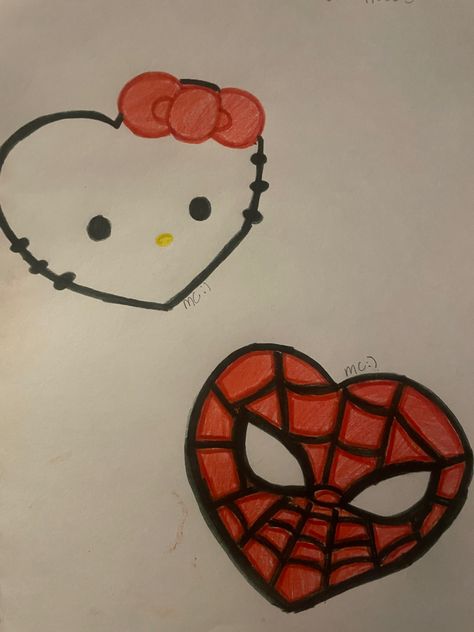 Cute Easy Sketches For Boyfriend, Drawings For Bf Ideas, Cute Hearts To Draw, Things To Draw My Boyfriend, Cute Little Things To Draw For Your Boyfriend Easy, Pictures To Draw For Boyfriend Easy, Cute Drawings Spiderman, Spiderman Heart Drawing, Drawing Ideas For Boyfriend Easy