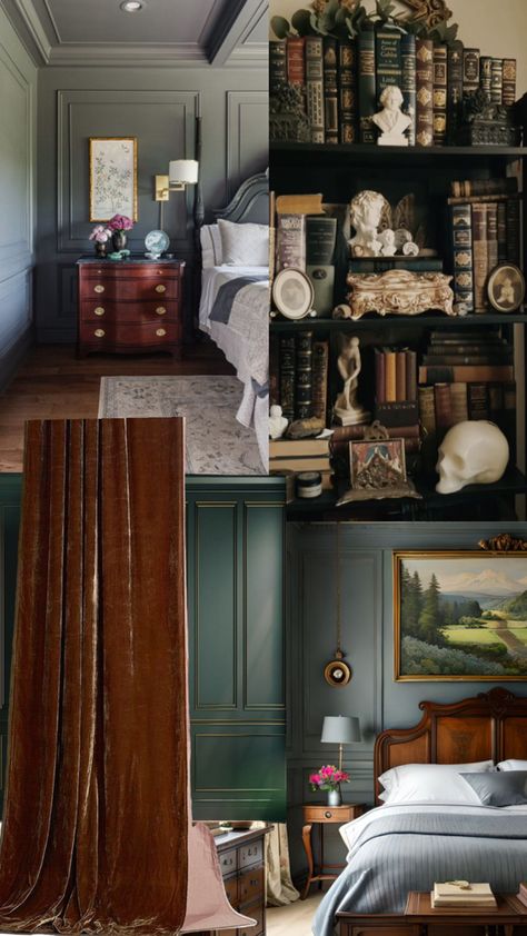 Cottagecore House Aesthetic, Cottagecore House Interior, Cottagecore House, Vintage Bedroom Ideas, Moody Living Room, Vintage Bedroom Decor, Teal Bedroom, Gothic Chic, Boho Style Bedroom