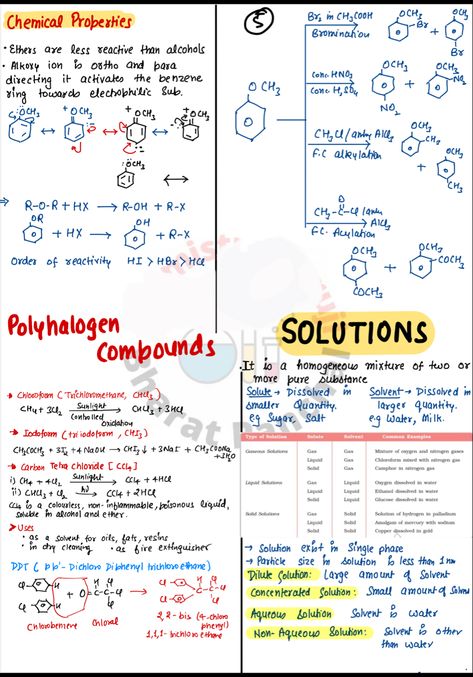 Alcohol Phenol Ether Mind Map, Solutions Class 12 Chemistry Short Notes, Alcohol Phenol Ether Notes, Solutions Class 12 Chemistry Notes, Haloalkanes And Haloarenes Notes, Organic Notes, Chem Notes, Organic Chem, Biochemistry Notes