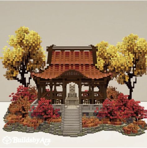 Minecraft Japanese Block Palette, Minecraft Waypoint Build, Orange Minecraft Aesthetic, Minecraft Asian Architecture, Minecraft Sun And Moon Build, Minecraft Pagoda Tutorial, Minecraft Japanese Gazebo, Yellow Minecraft Builds, Autumn Minecraft Builds