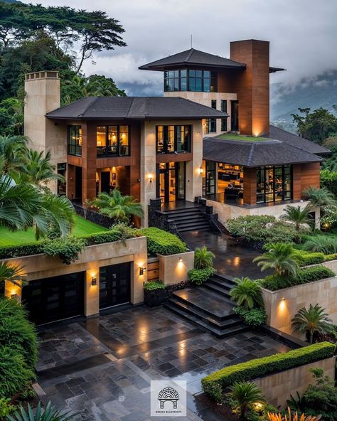 Elevation Design Single Floor, Island Home Exterior, Home Front Elevation Design, 21 Aesthetic, Dream House Pictures, Home Front Elevation, Front Elevation Design, Luxury Homes Exterior, Modern Tropical House