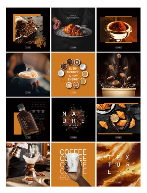 Cafe Instagram Page Design, Cafe Creative Ideas, Luxe Instagram Feed, Cafe Ig Feed, Cafe Instagram Post, Cafe Advertising Ideas, Cafe Post Instagram, Cafe Social Media Posts, Coffee Design Poster