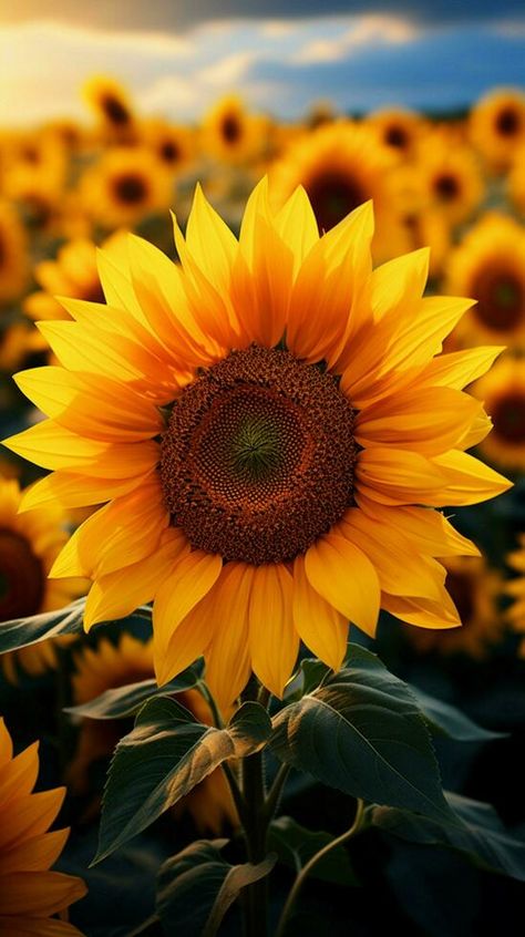 Brilliant yellow sunflowers sway in a sunny meadow. Vertical Mobile Wallpaper AI Generated Free To Use Images Stock Photos, Types Of Sunflowers, Sunny Meadow, Field Of Sunflowers, Growing Sunflowers, Lotus Flower Pictures, Sunflower Images, Sunflower Theme, Tattoo Flowers