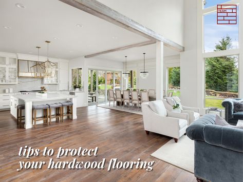 Prevent serious damage to your Toronto home's hardwood flooring. Learn more about our quick and simple tips. Light Hardwood Floors Kitchen, White Oak Floors Living Room, Oak Floor Living Room, European White Oak Floors, Living Room Hardwood Floors, Hardwood Floor Colors, Toronto Home, Open Kitchen And Living Room, White Oak Hardwood Floors