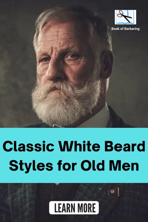 White old men beard styles are a trademark of many men who want to project an authority on the field. It is a symbol of status, and it’s very easy to accomplish, especially for men who have a long face or big thick hair. Beard Styles For Older Men, Beard Styles Haircuts, Men's Beard Styles, Beard Trend, Goatee Beard, Old Man Fashion, Thick Beard, Best Beard Styles, Grey Beards