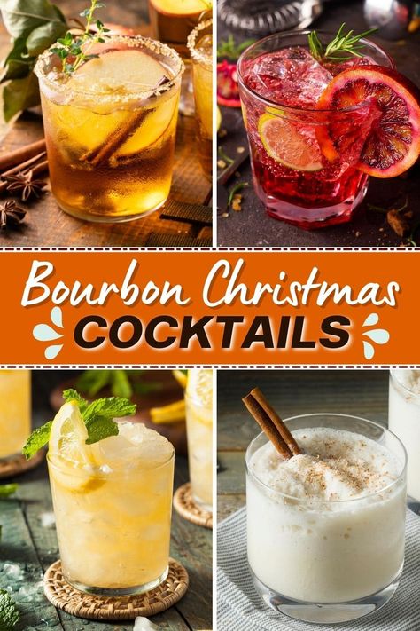 Bourbon Christmas Cocktails Plum Bourbon Cocktail, Winter Cocktails Bourbon, Bourbon Drinks Easy, Smores Cocktail Whiskey, Bourbon New Years Cocktail, Bourbon Based Cocktails, Bourbon Large Batch Drinks, Holiday Drinks With Bourbon, Holiday Bourbon Punch