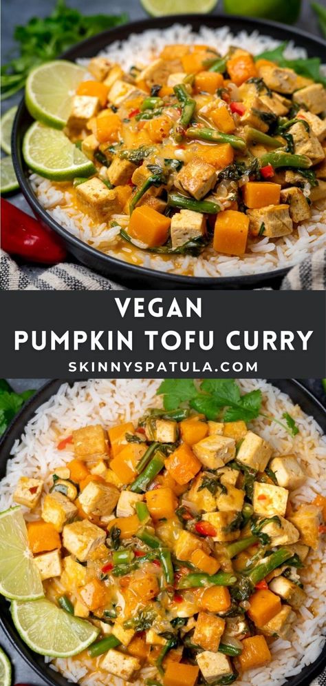 Tofu And Pumpkin Recipes, Tofu Pumpkin Curry, Japanese Pumpkin Curry, Pumpkin Tofu Recipes, Pumpkin Curry Vegan, Pumpkin Tofu, Plant Base Recipe, Creamy Coconut Sauce, Paleo Vegan Recipes