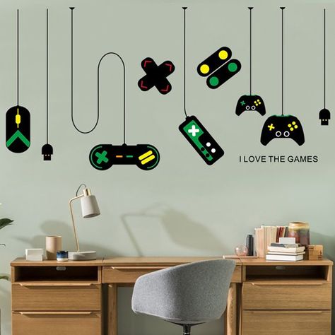 Playroom Wall Decals, Boys Wall Stickers, Boys Game Room, Gamer Bedroom, Bedroom Stickers, Game Wall, Boys Playroom, Gamer Room Decor, Kids Rooms Diy