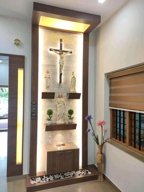 Altar Catholic, Home Altar Catholic, Altar Design, Catholic Decor, Altar Ideas, Temple Design For Home, Casa Country, Pooja Room Door Design, Mexican Home Decor