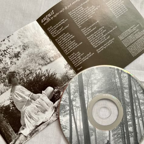 Taylor Swift Cd Aesthetic, Folklore Record, Folklore Vinyl, August Lyrics, Christmas Album Covers, Folklore August, Taylor Swift Cd, Folklore Album, Folklore Aesthetic