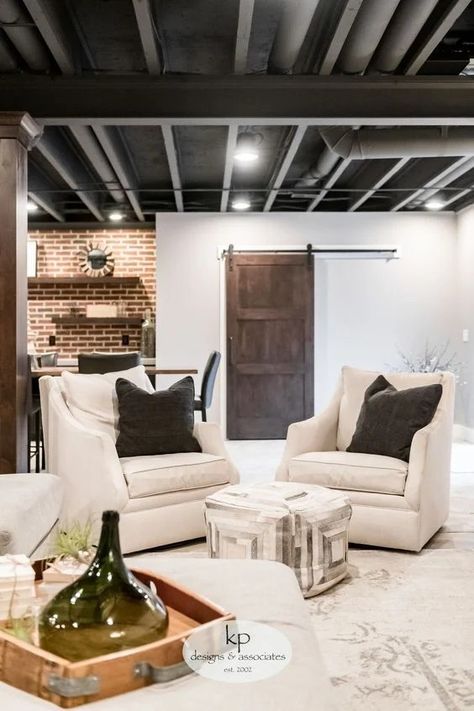 Basement Trends, Exposed Basement Ceiling, Cheap Basement Remodel, Industrial Basement, Open Basement, Low Ceiling Basement, Contemporary Basement, Small Basement Remodel, Basement Lighting