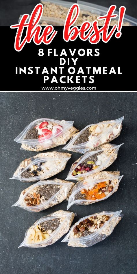 Diy Oatmeal Packets, Diy Instant Oatmeal Packets, Instant Meals Just Add Water, Instant Oatmeal Recipes, Refrigerator Oatmeal, Microwave Oatmeal, Homemade Instant Oatmeal, Diy Oatmeal, Instant Oatmeal Packets