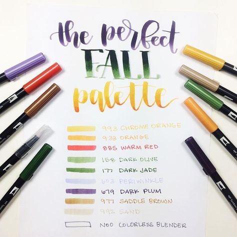 The Secondary Dual Brush Pen 10-pack from @tombowusa is the perfect fall color palette Tombow Lettering, Coloring Brush Pen, Tombow Brush Pen, Tombow Markers, Brush Pen Art, Fall Palette, Tombow Dual Brush Pen, Bible Doodling, Tombow Dual Brush