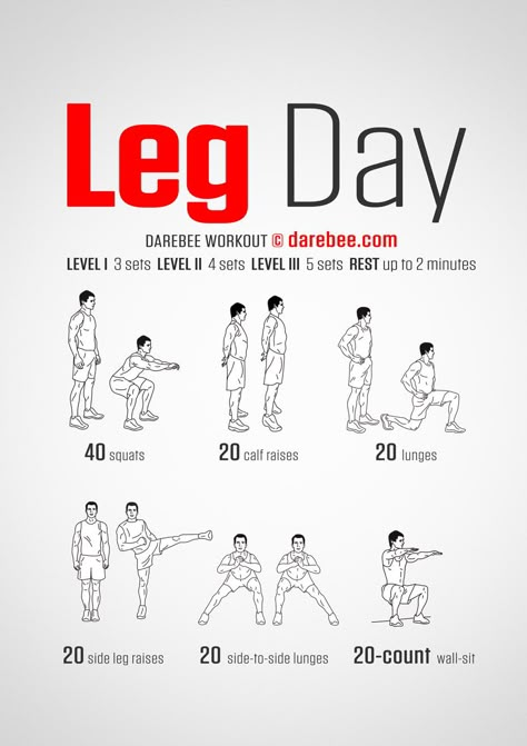 Legs are what you need to use when you want to run (from zombies, werewolves and vampires, for example) and they’re also kinda useful in everyday life because we still walk to get to places. This is a workout to help you make them strong and capable of performing at will. Inner Leg Workout, Darebee Workout, Lower Body Workouts, Fitness Studio Training, Trening Sztuk Walki, Gym Antrenmanları, Leg Day Workouts, Trening Fitness, Workout Chart