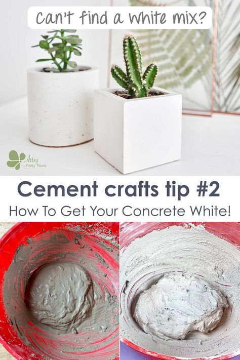 Diy Concrete Decor, Cement Art Concrete Projects, Cement Crafts Concrete Projects, Concrete Crafts Ideas, Concrete Crafts To Sell, White Cement Art, How To Color Concrete, White Cement Diy Craft, Diy Concrete Pots