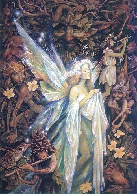 Gwenhwyfar - Brian Froud  She is the White Shadow, dancing by moonlight to the Faery piper's tune, leaving tiny white star flowers to glow where her feet have trod. She dreams that she dances among constellations far beyond our knowing. Faeries love to dance. Their music is the most haunting music ever heard by human ears, sad and sweet, deeply sensual, tranquil one moment, demented the next. The White Ladies are luminous Faery creatures who dance by the light of the moon, beautiful as the music Brian Froud Art, Wendy Froud, Fairies And Elves, Brian Froud, Angels And Fairies, The Fae, Fairies Elves, Fairy Angel, Fairy Art