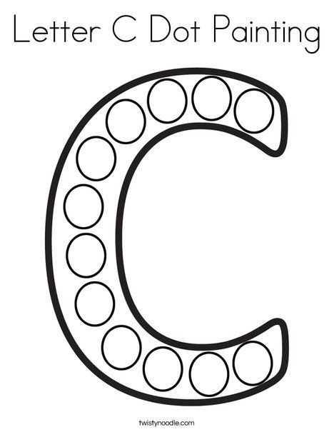 Letter C Dot Painting Coloring Page - Twisty Noodle Letter C Preschool, Letter Q Crafts, Letter O Activities, Letter C Coloring Pages, Letter C Activities, Letter C Crafts, Preschool Letter Crafts, Dot Letters, Twisty Noodle