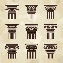 Antique pillars greek historical rome classic Vector Image Greece Scrapbook, Greek Pillars, Gods Drawing, Architecture Museum, Classic Column, Ouzo, Collection Illustration, Corinthian Column, Ancient Greek Art