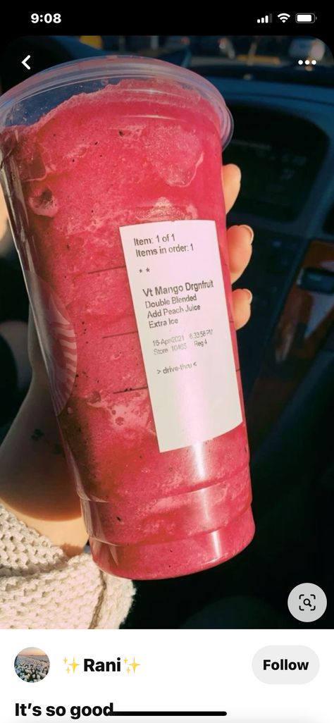 Starbucks Acai Refresher, Acai Drink, Peach Juice, Starbucks Recipes, Juice, Mango, Drinks, Quick Saves