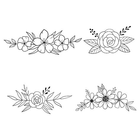 Flower Frame Drawing Simple, Floral Embroidery Patterns Simple, Floral Designs For Embroidery, Floral Design For Embroidery, Flower Design Template, Outline Flower Design, Embroidery Flower Outline, Embroidery Flower Template, Flower Boarders Designs