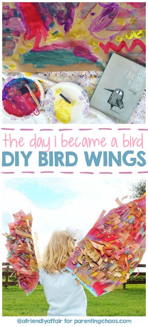 This DIY Bird Wings Craft for kids is absolutely adorable! Wing Activities Preschool, Bird Themed Activities For Preschoolers, Bird Unit Study Preschool, Bird Activities For Preschoolers, Bird Week Preschool Activities, Bird Day Activities, Preschool Bird Crafts, Preschool Bird Activities, Bird Preschool Activities