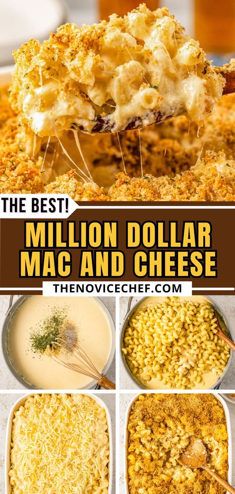 This lusciously creamy million dollar mac and cheese casserole is made with 3 different types of cheese and a crispy, buttery panko topping. This baked mac and cheese recipe is so incredibly good, everyone will be going back for seconds! You can even make it a one-pot recipe by using a Dutch oven! Mac Cheese Casserole Baked Macaroni, Oven Baked Creamy Mac And Cheese, Baked Mac And Cheese For Large Group, Super Creamy Mac And Cheese Recipe, Mac And Cheese With Crackers On Top, Best And Easy Mac And Cheese, Crusted Mac And Cheese Baked Macaroni, Crunchy Baked Mac And Cheese Recipe, Til Tok Mac N Cheese